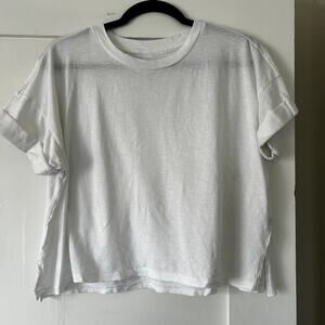 Aerie white roll sleeve t-shirt